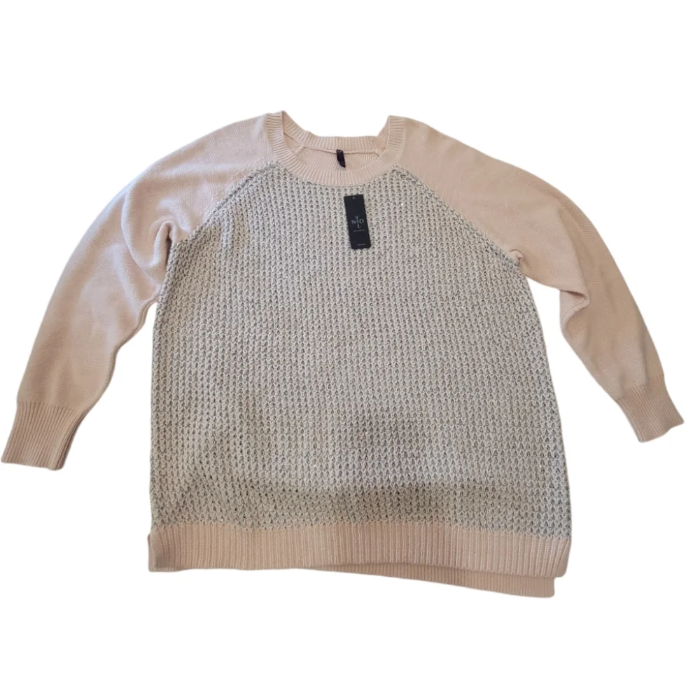 NYDJ Womens Pink Silver Sweater Sequin Sparkle Long Sleeve Soft Top‎